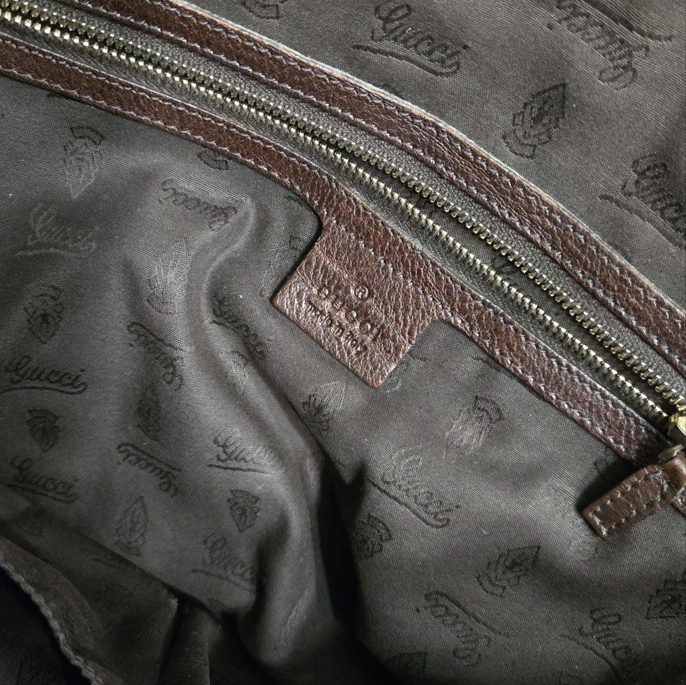 GUCCI CROSSBODY TOTE Borsa charm in tela GG marrone Gucci - Picture 8 of 11